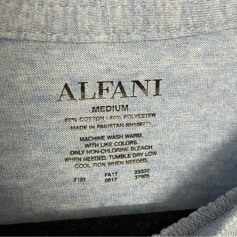 Men's Light Heather Blue Alfani 60% Cotton, 40% Polyester T-Shirt In Size Medium - Picture 6 of 10